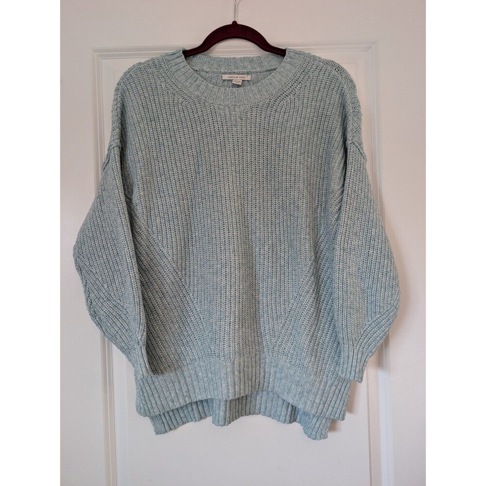 American Eagle Women's Size XS Light Blue Crewneck Raglan Sleeve Knit Sweater